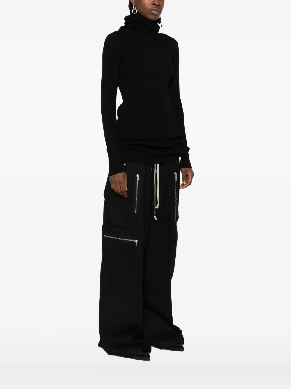 Rick Owens ribbed turtleneck sweater Zwart