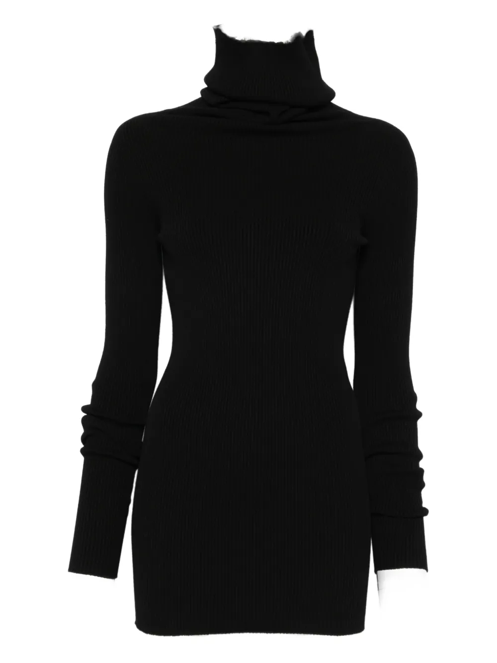 Rick Owens Ribbed Turtleneck Sweater Fitted Silhouette In Black