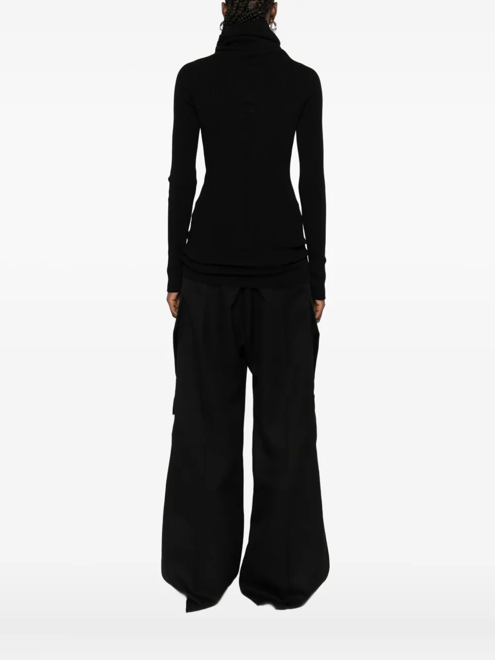 Rick Owens ribbed turtleneck sweater Zwart