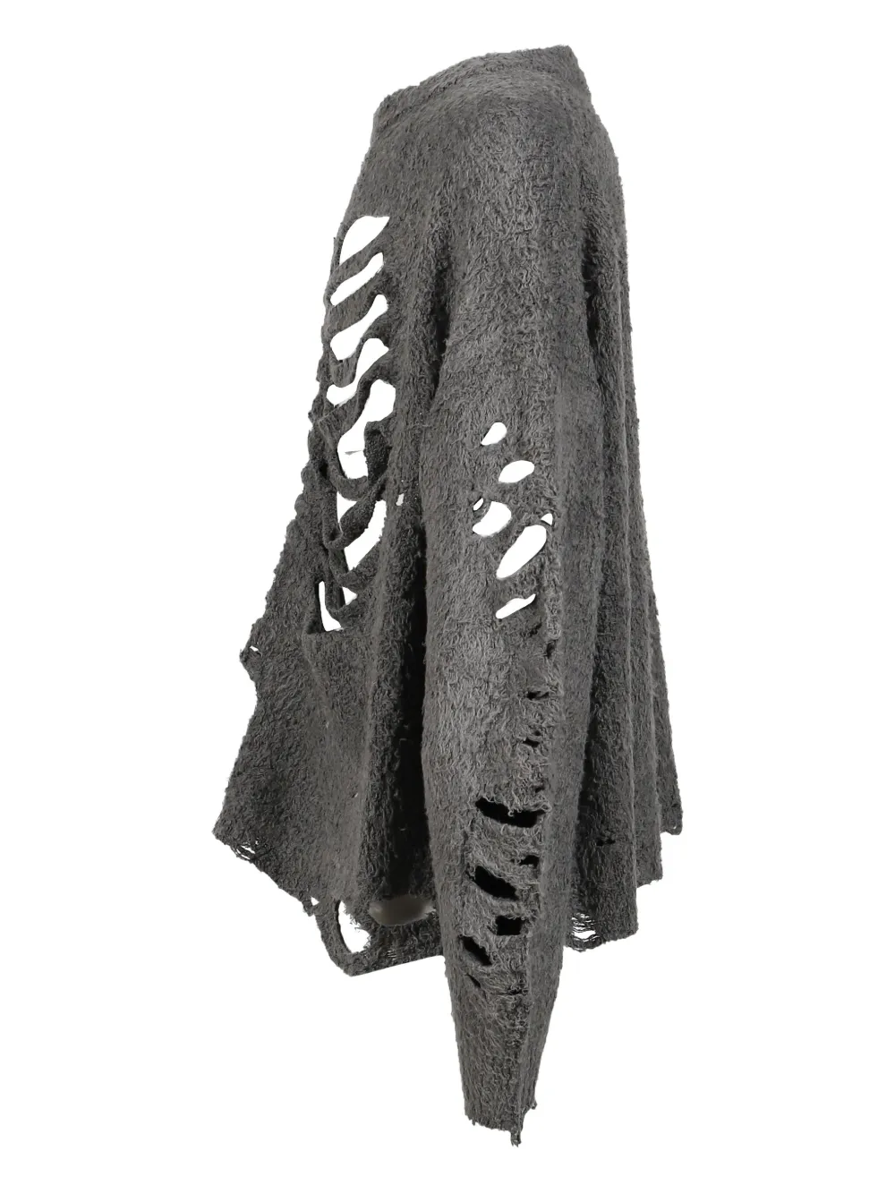 Doublet Frayed Rib-cage Sweater In Gray