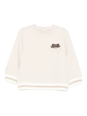Fendi Kids bear-appliqué long-sleeve T-shirt | White | FARFETCH IL