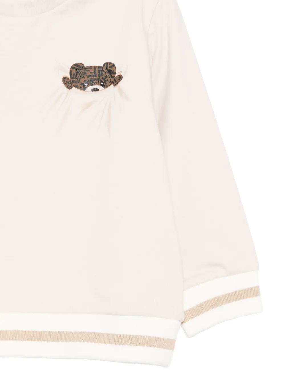 Fendi Kids Sweater met beerapplicatie Beige