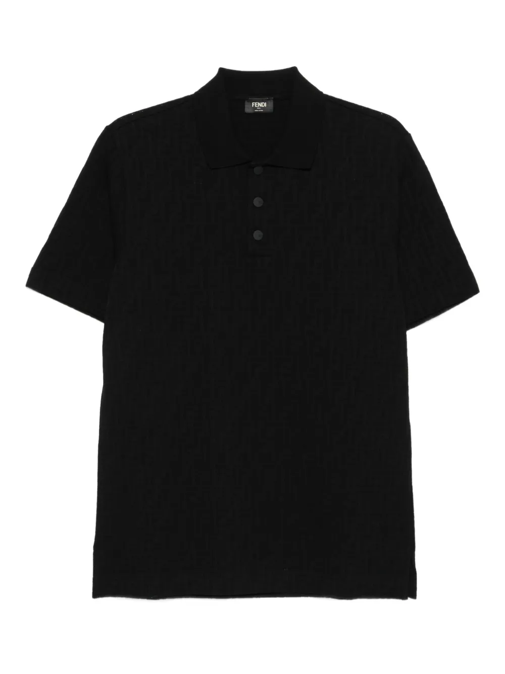 FENDI textured button polo shirt Zwart