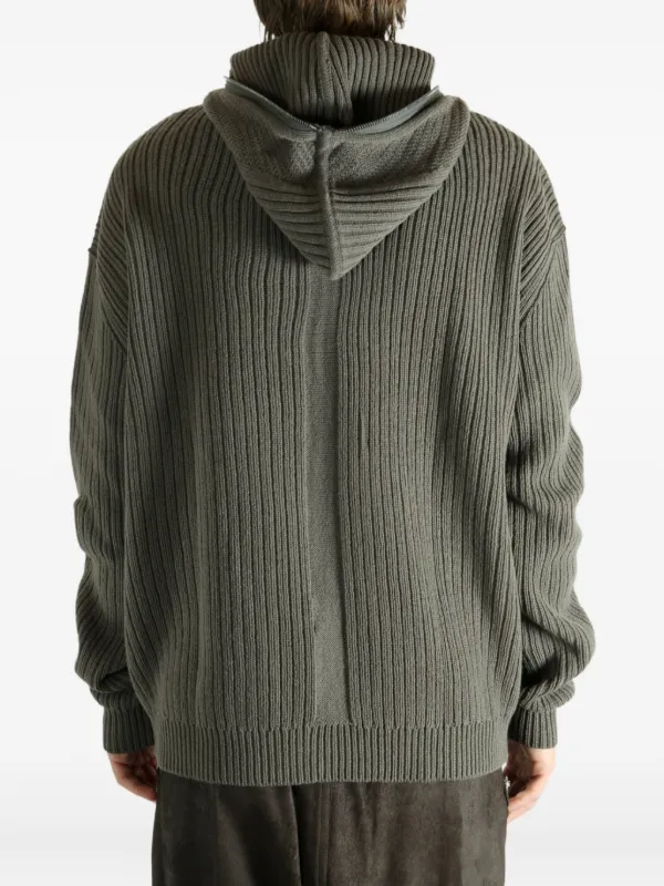 Rick owens 25ss knit hoodie リックオウエンス Rick Owens Ribbed zip-up Hoodie | Grey | FARFETCH