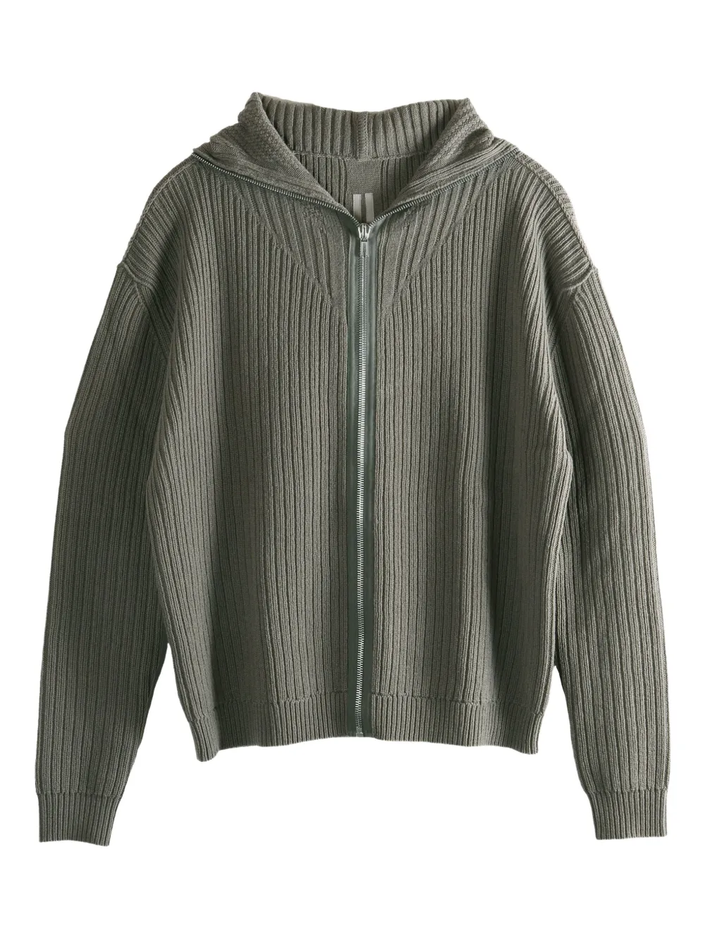 Rick Owens ribbed zip-up hoodie | Grey | Image 1