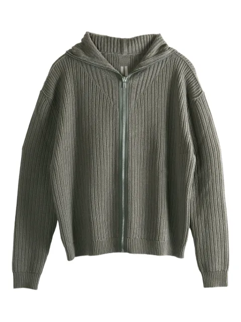 Rick Owens hoodie de canalé con cierre
