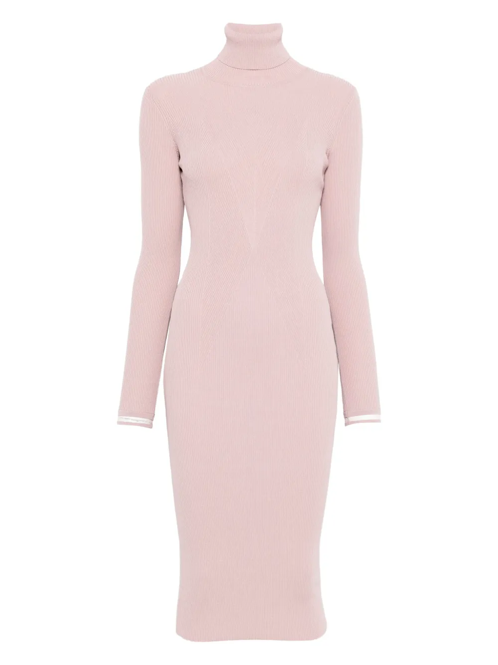 Elisabetta Franchi ribbed turtleneck midi dress Roze