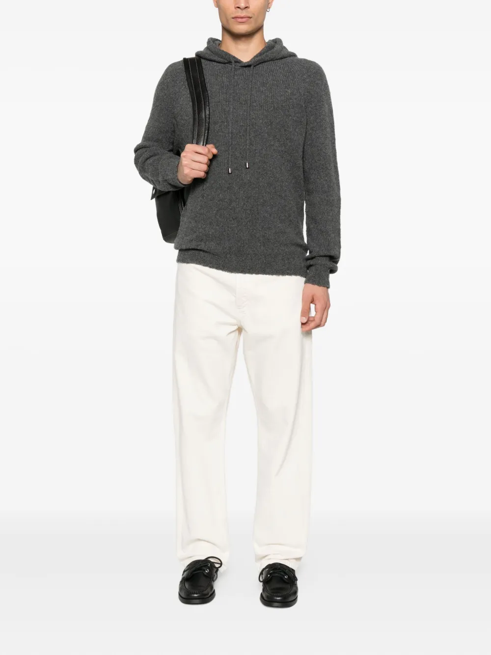 SCAGLIONE hooded ribbed sweater - Grijs
