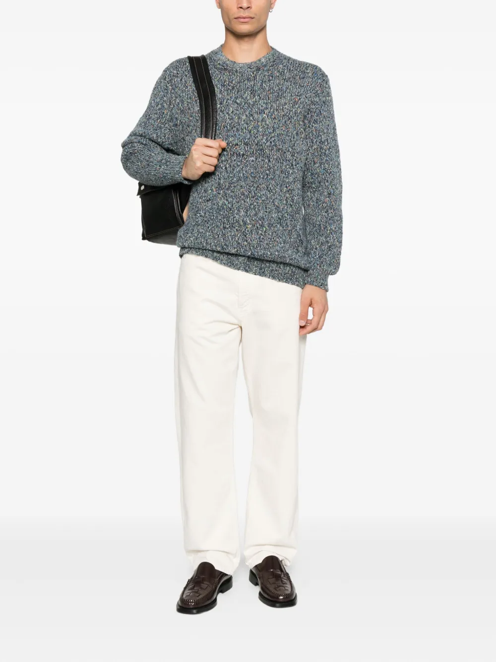 SCAGLIONE speckled crew-neck sweater - Blauw
