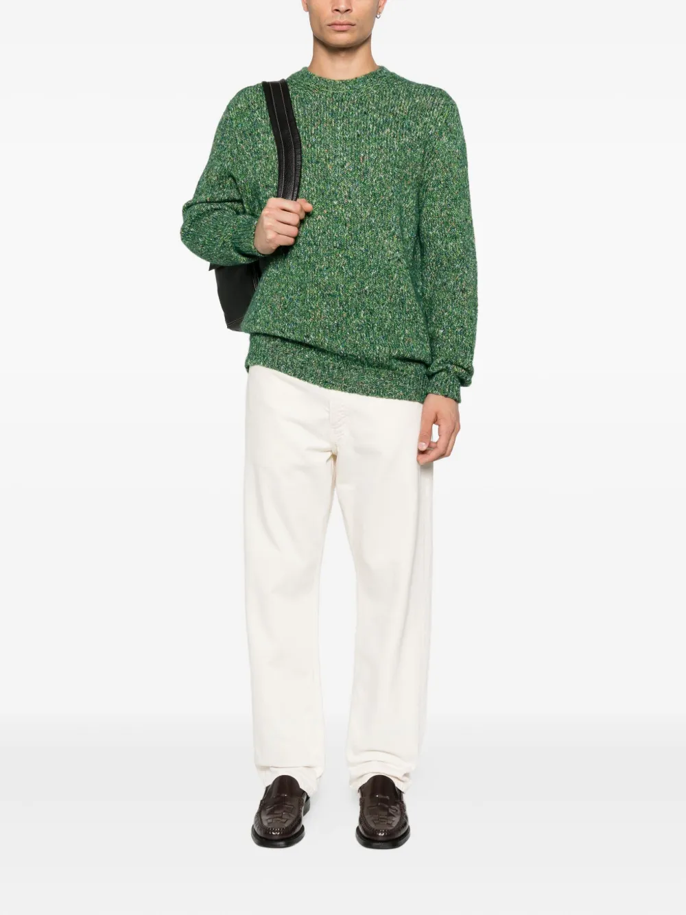 SCAGLIONE speckled crew-neck sweater - Groen
