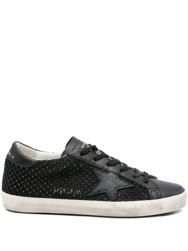 Golden Goose Super-star Beaded Leather Trainers in Black