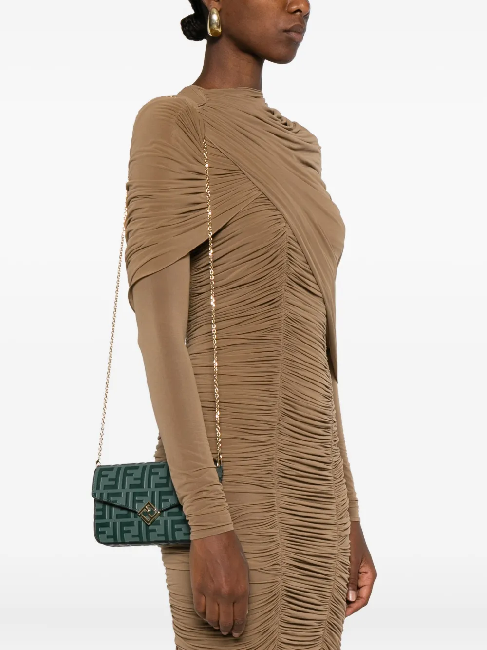 FENDI FF Diamonds flap clutch bag - Groen