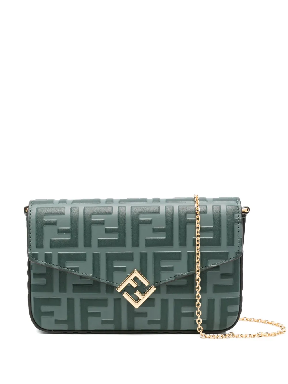 FENDI FF Diamonds flap clutch bag Groen