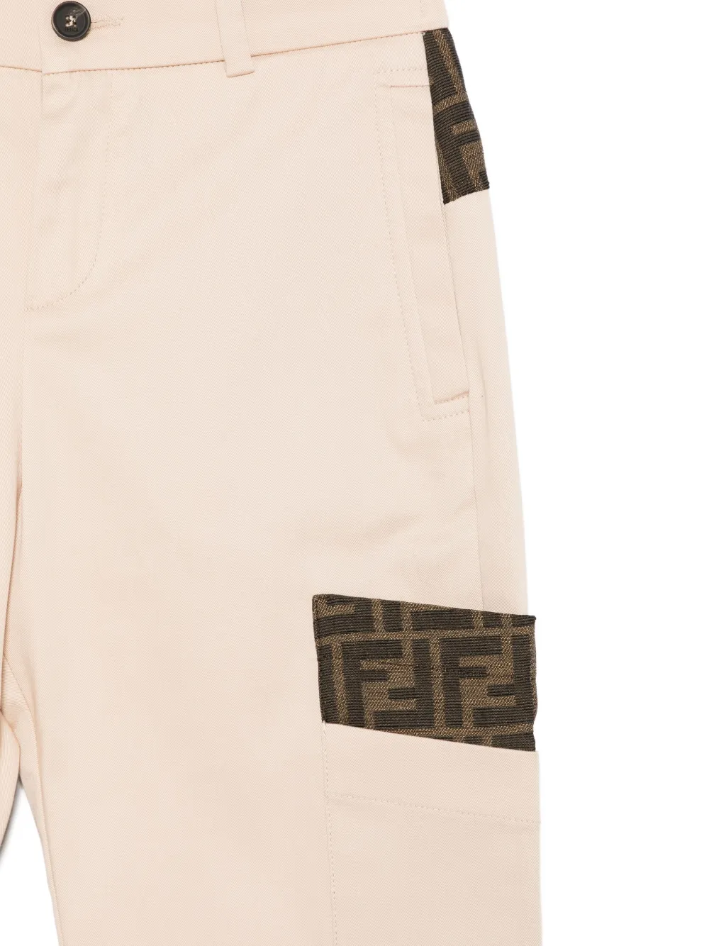 Fendi Kids Broek met FF-logopatch Beige