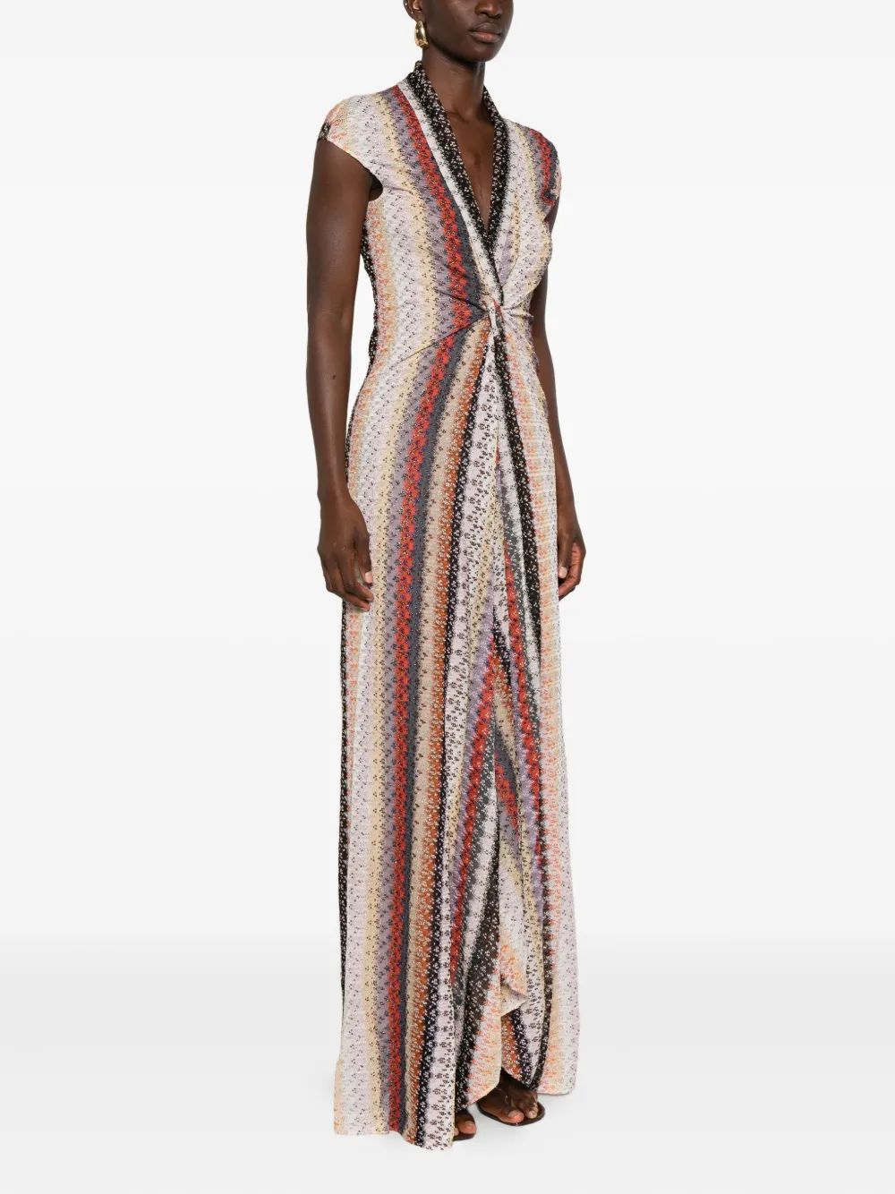 Missoni multicolored striped-knit maxi dress Roze