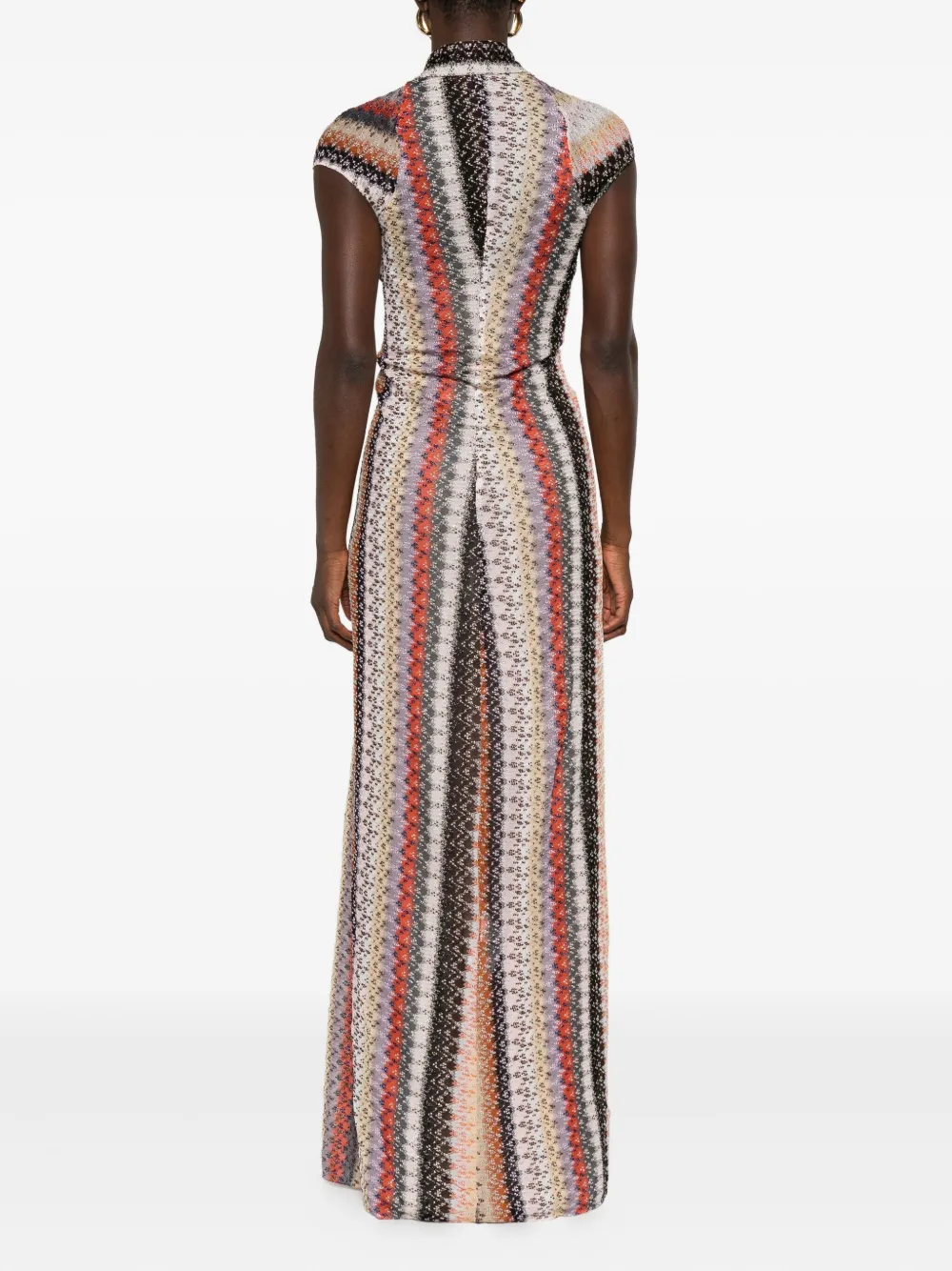 Missoni multicolored striped-knit maxi dress Roze