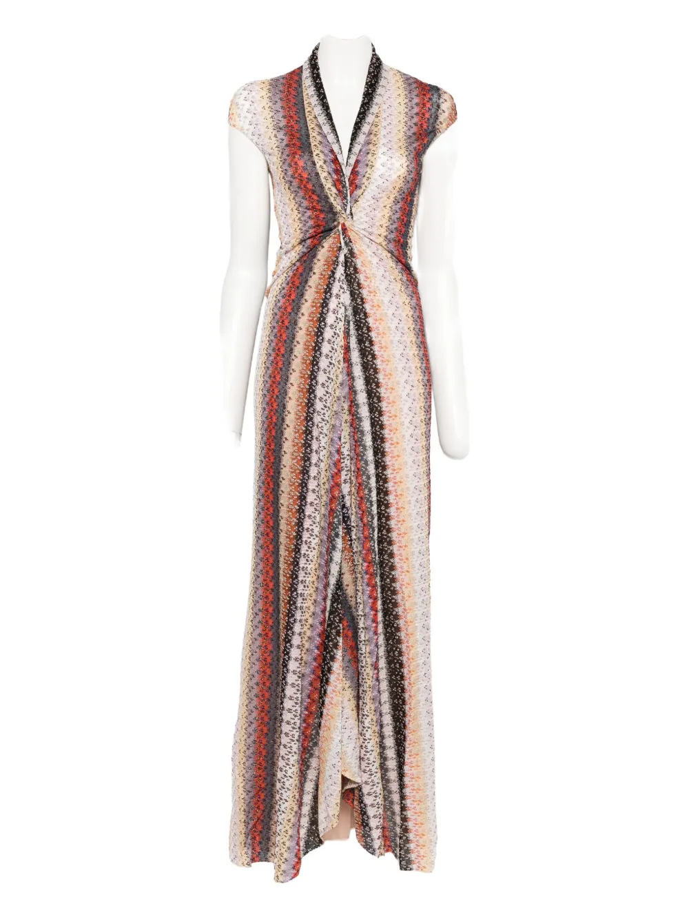 Missoni multicolored striped-knit maxi dress - Rosa