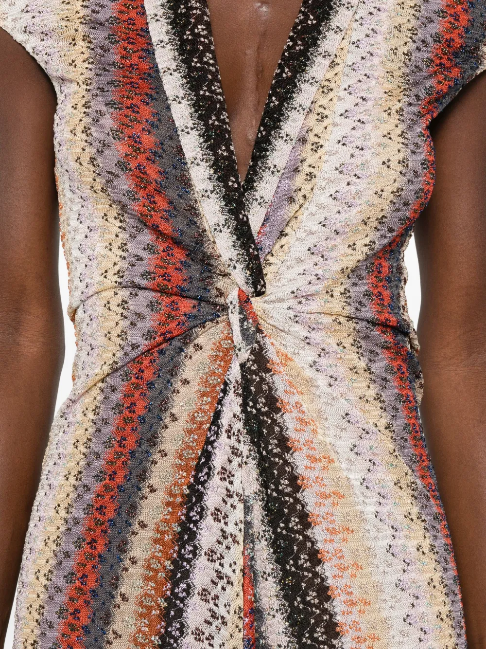 Missoni multicolored striped-knit maxi dress Roze