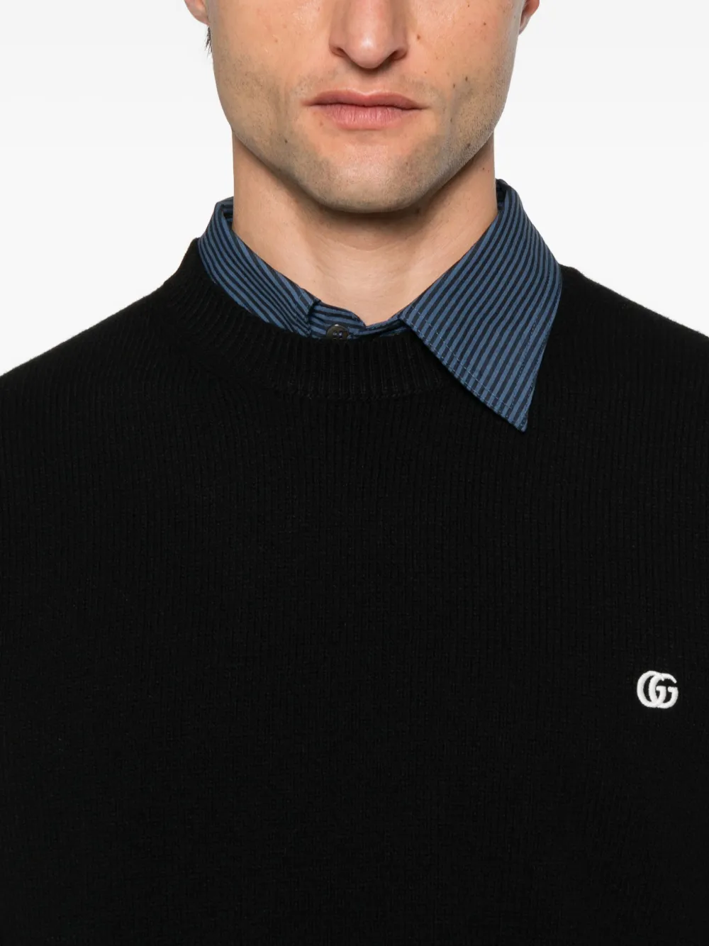 Gucci Logo-plaque Crew-neck Sweater In Black
