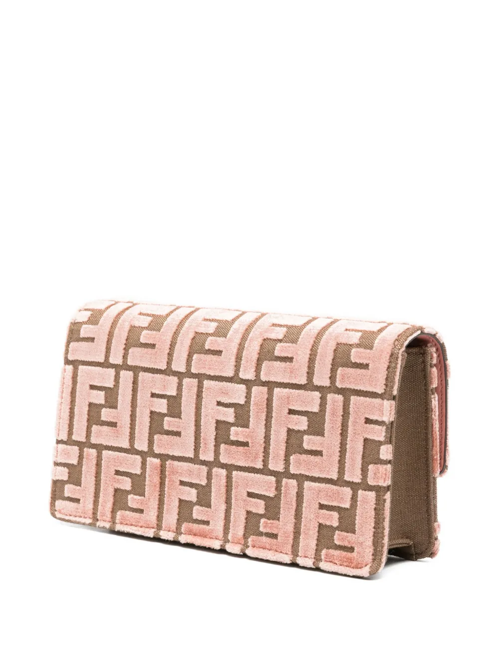  Fendi Baguette Ff-pattern Velvet Clutch Bag - Pink 