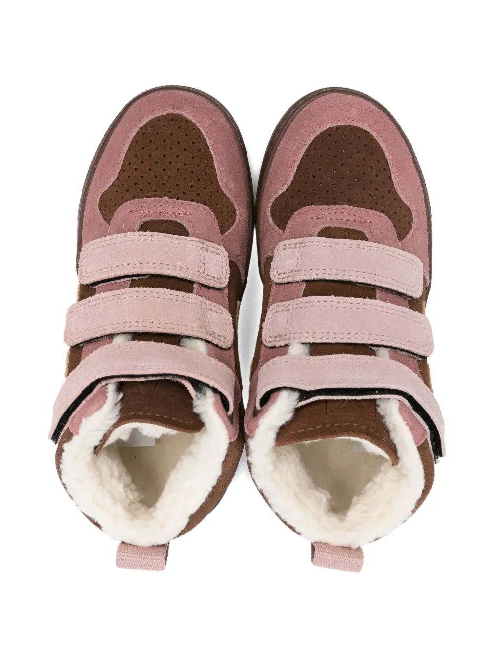 VEJA Kids V-10 suede touch-strap sneakers Brown