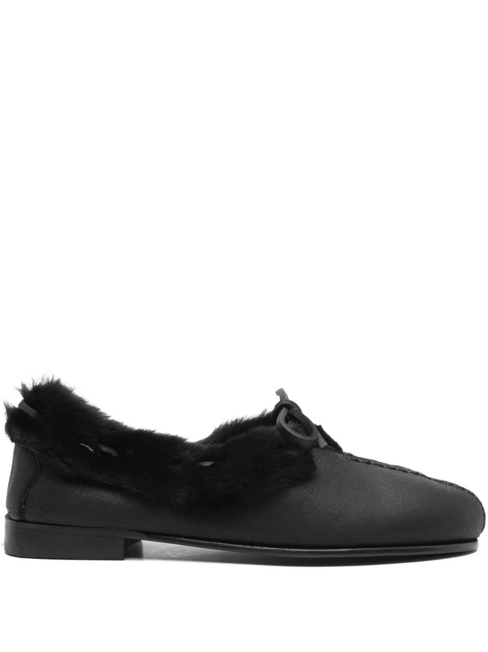 Hereu fur-trimmed leather loafers Black