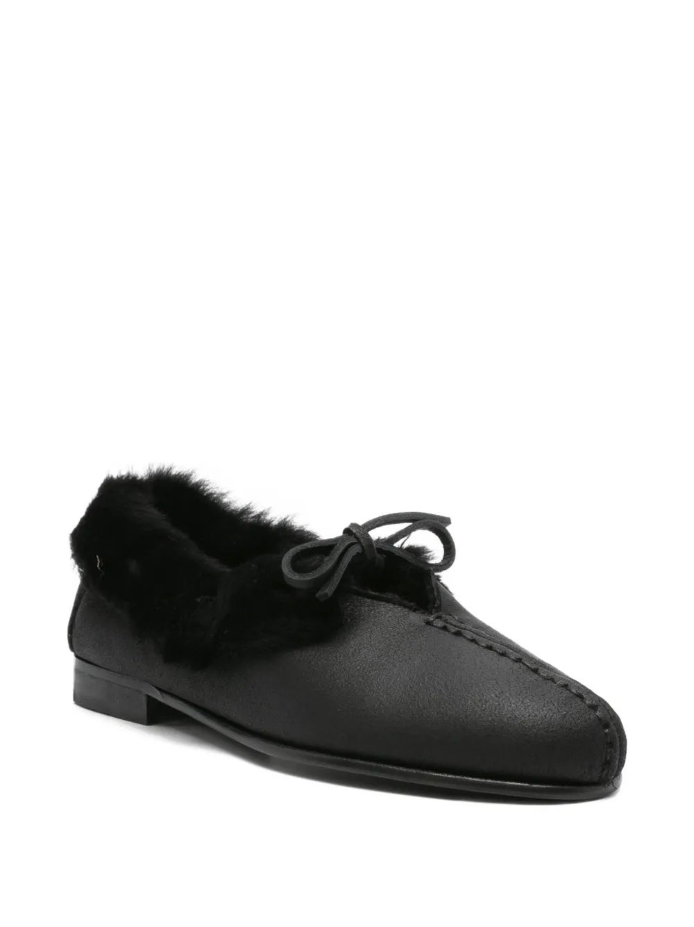 Hereu fur-trimmed leather loafers Black