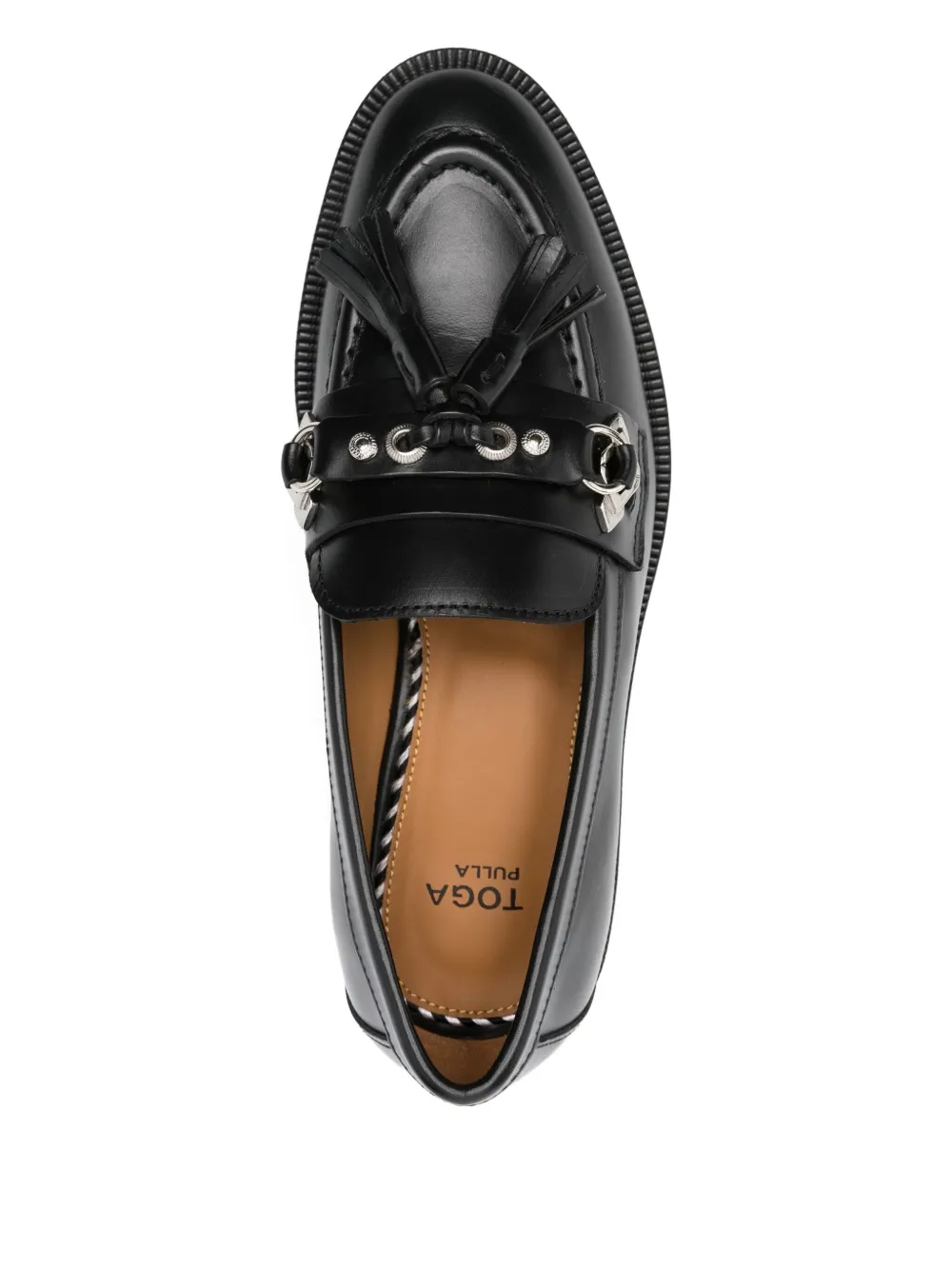 Toga Pulla tassel-embellished leather loafers Black