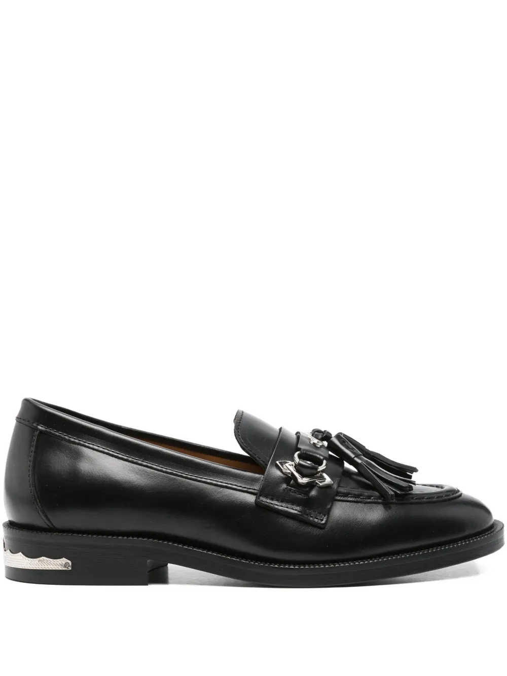Toga Tassel-embellished Leather Loafers In Black