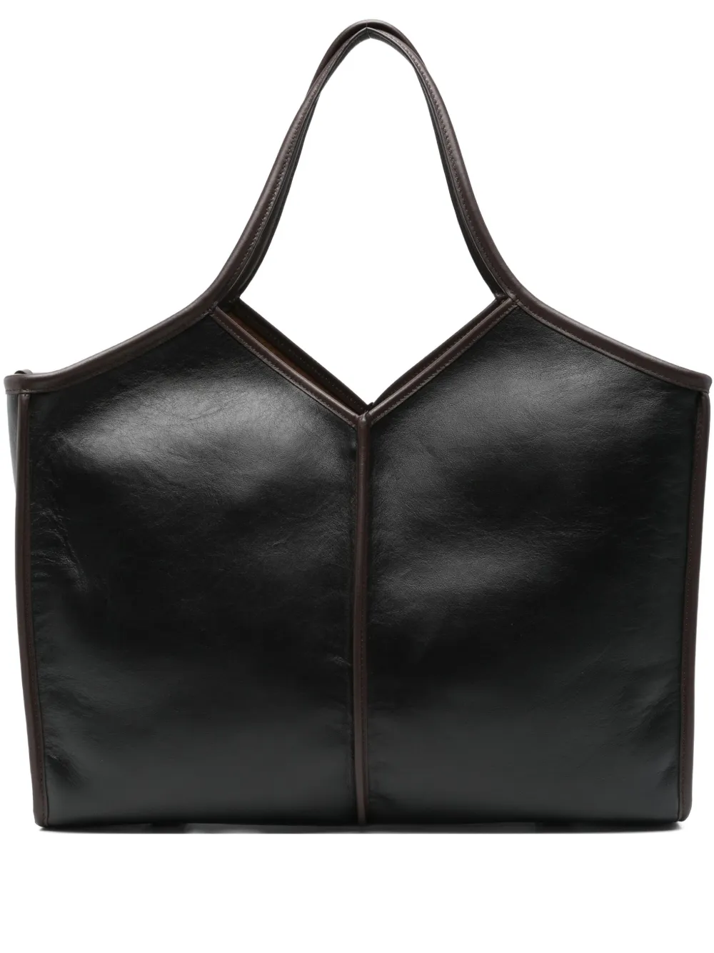 Calella leather V-shaped top handle tote bag