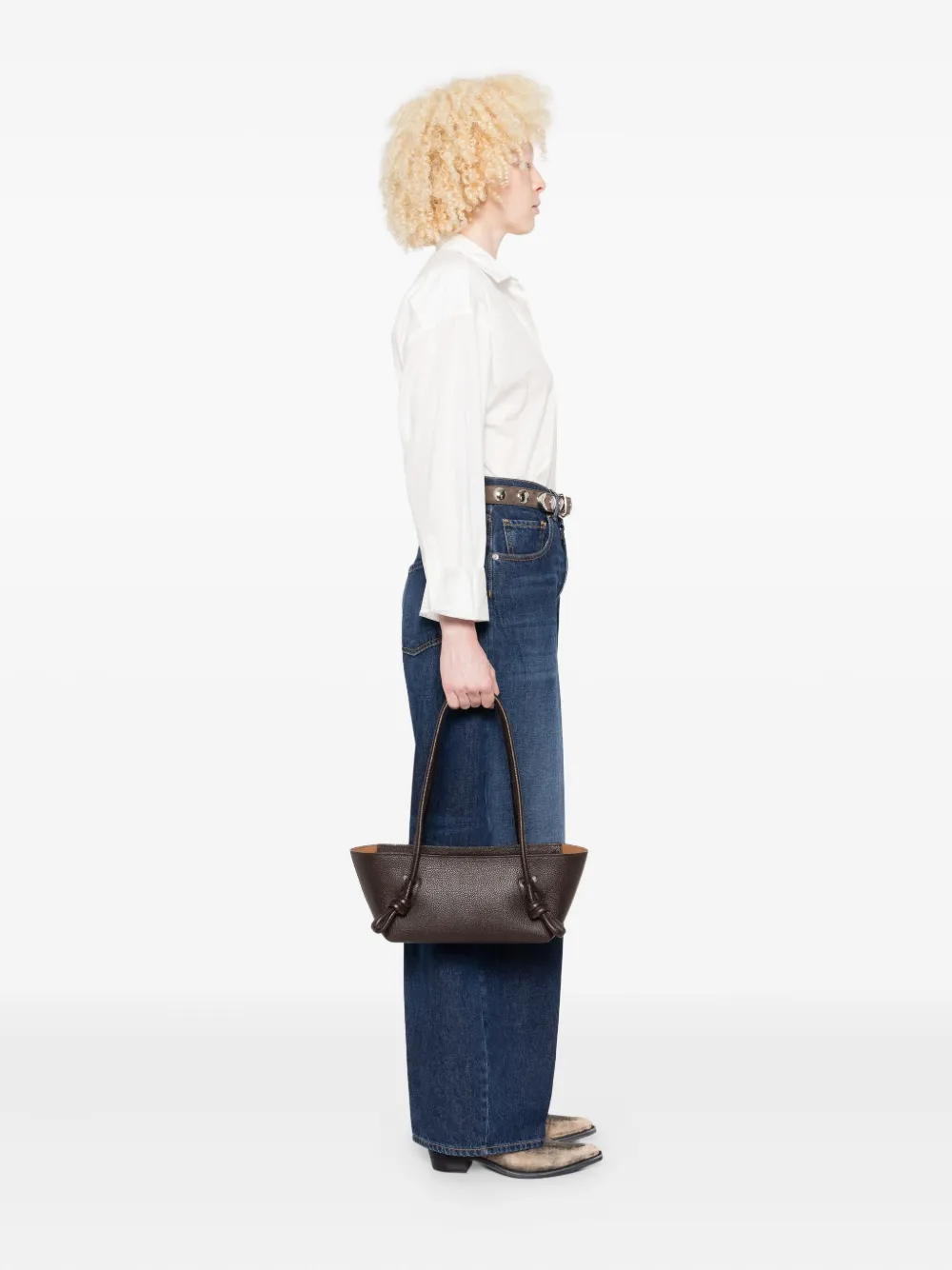 Hereu Fleca Knotted Leather Shoulder Bag In Brown