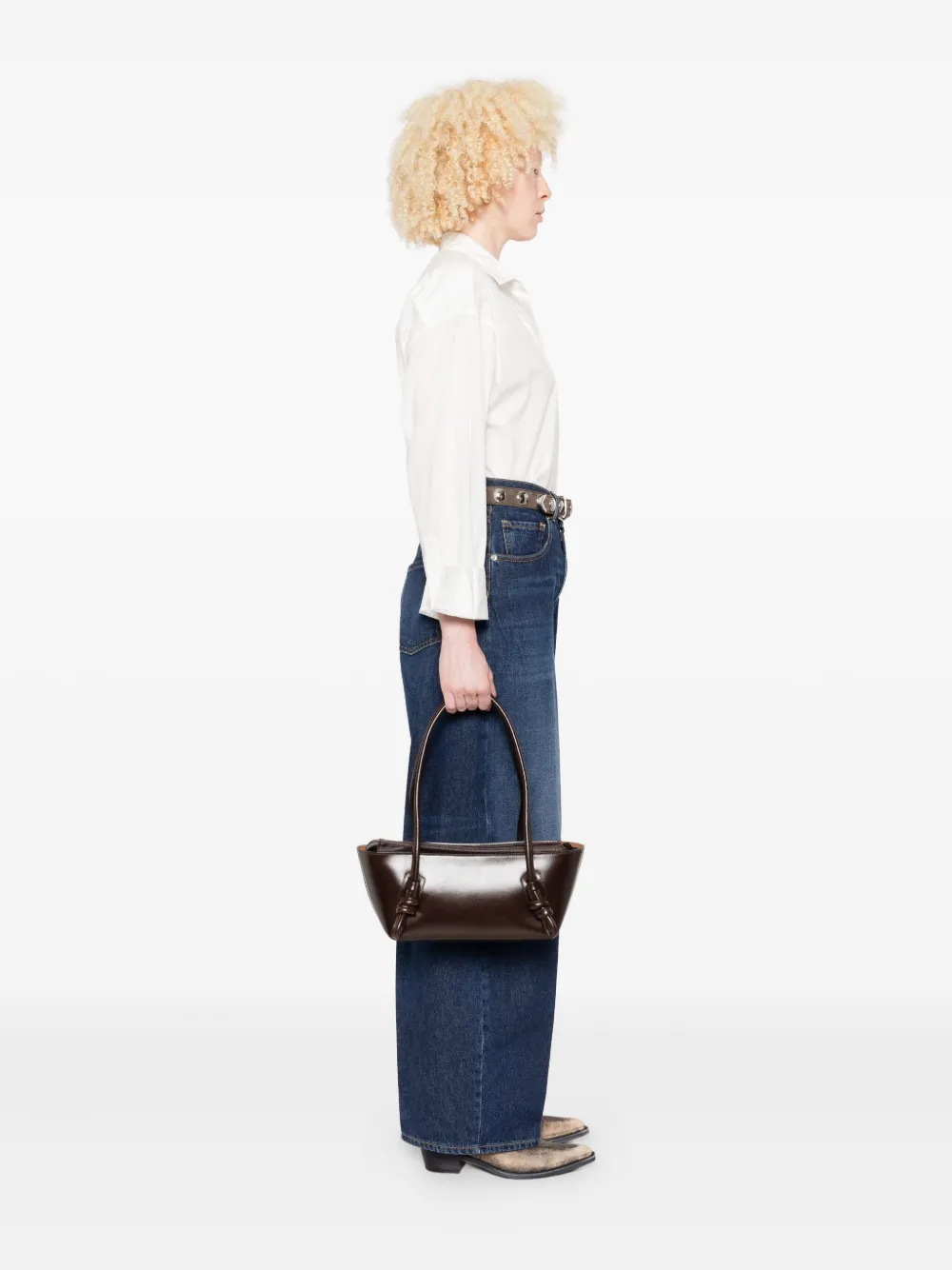 Hereu Fleca Knot-detail Leather Shoulder Bag In Brown