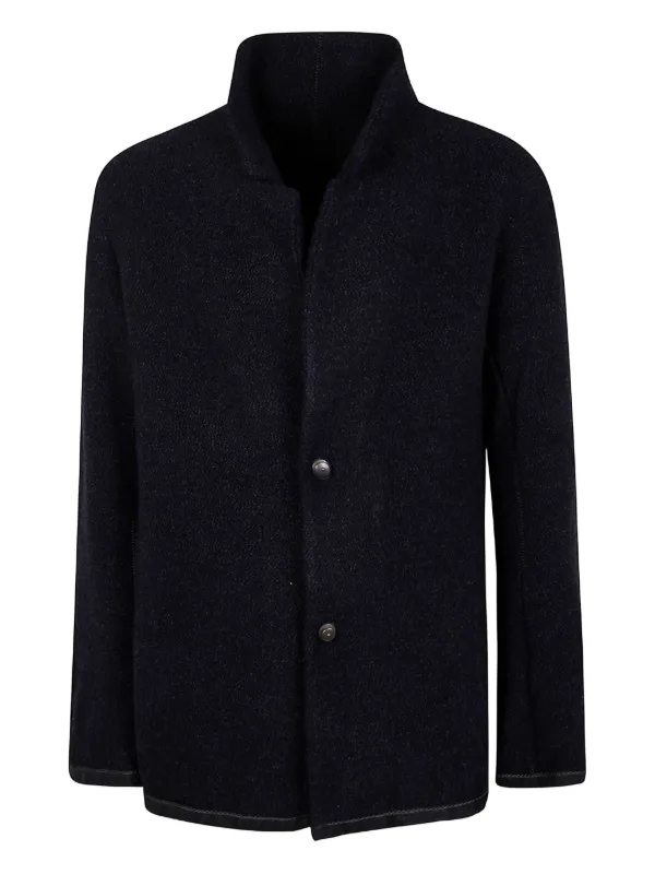 ISAAC SELLAM レザージャケットノーカラー レザーボタン Isaac Sellam Experience ボタン テクスチャード ジャケット