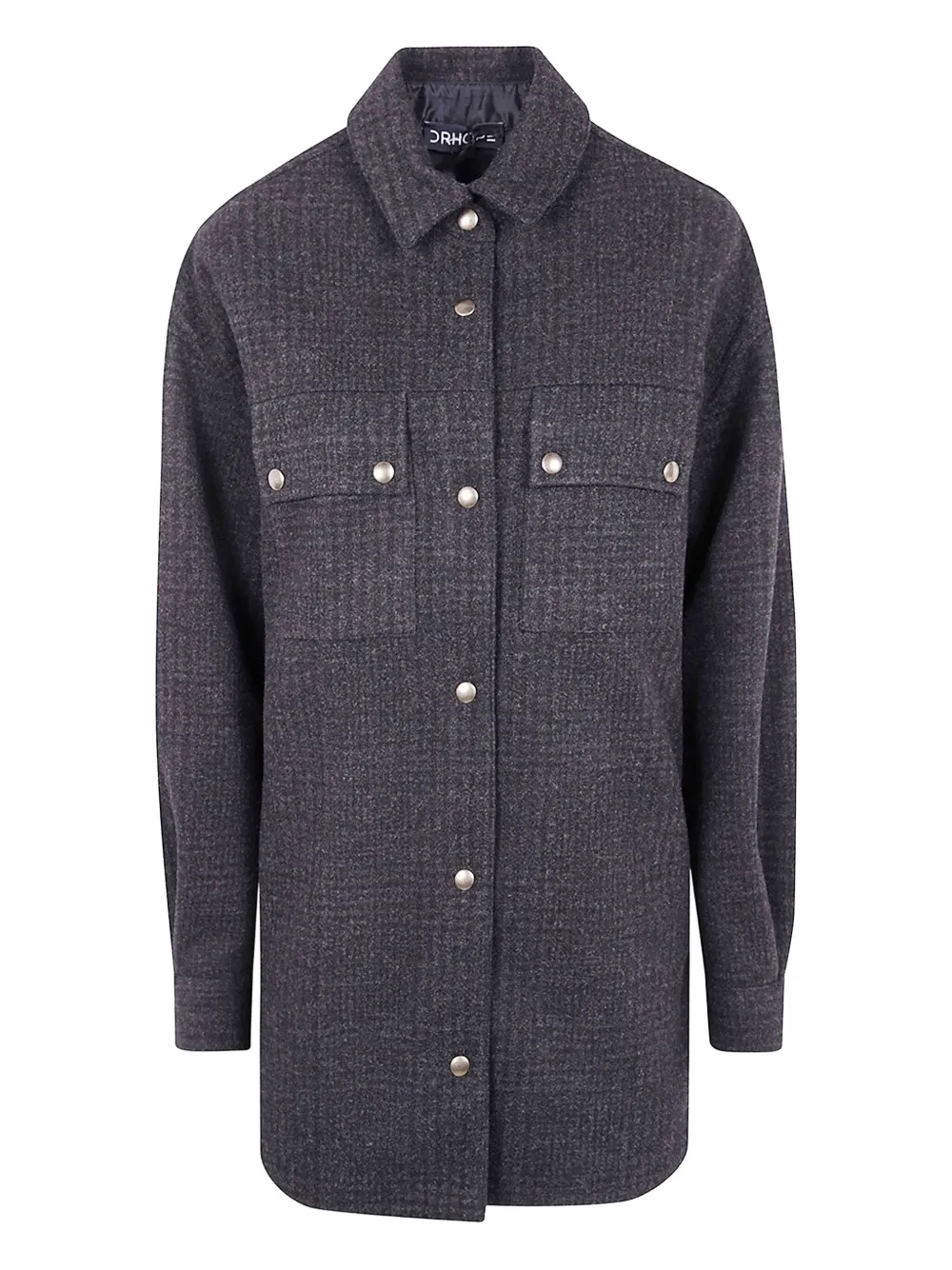 DRHOPE button-fastening check-print jacket - グレー DRHOPE button-fastening check-print jacket - グレー