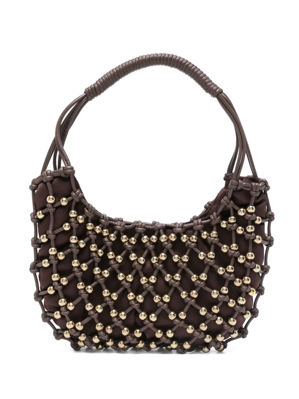 Rosantica Nodi Beaded Shoulder Bag In Brown