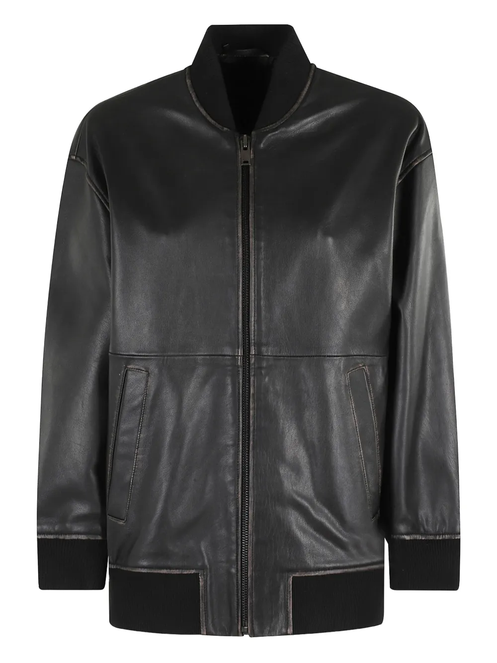 Weekend Max Mara Tattico leren bomberjack Zwart