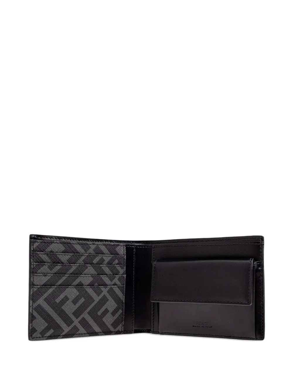 Fendi Ff Print Leather Bi-fold Wallet Accessories In Black