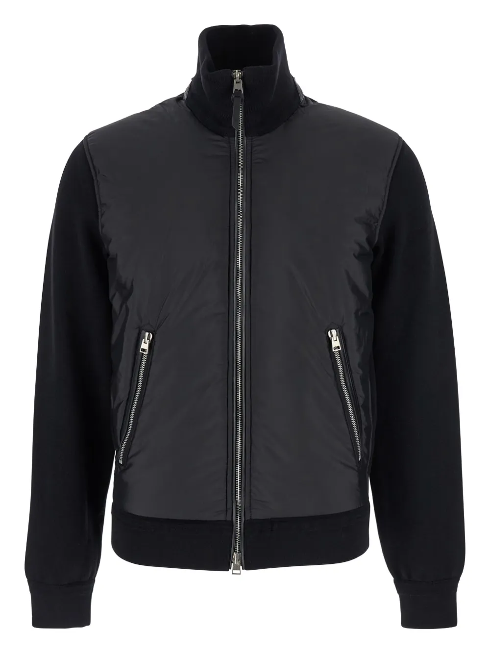 TOM FORD Bomberjack met gebreide vlakken en rits Zwart