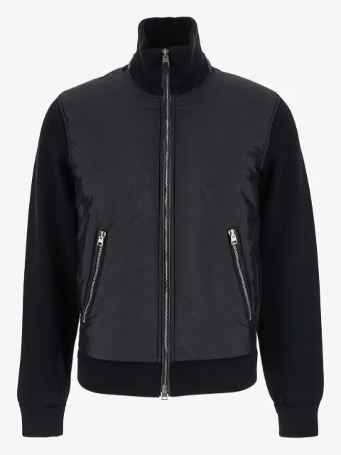 TOM FORD knitted paneled zip-front bomber jacket