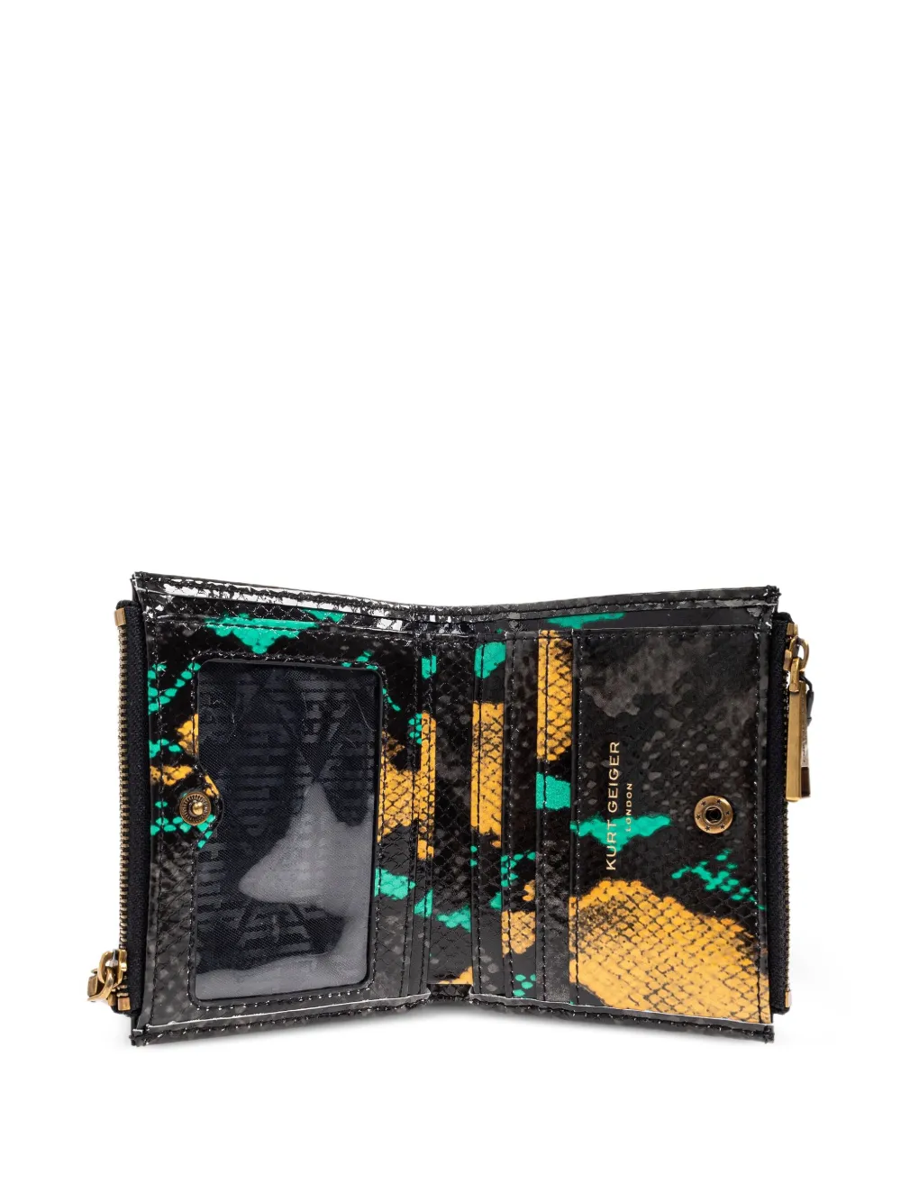 Kurt Geiger London Chelsea portemonnee verfraaid met kristallen en slangenprint Zwart