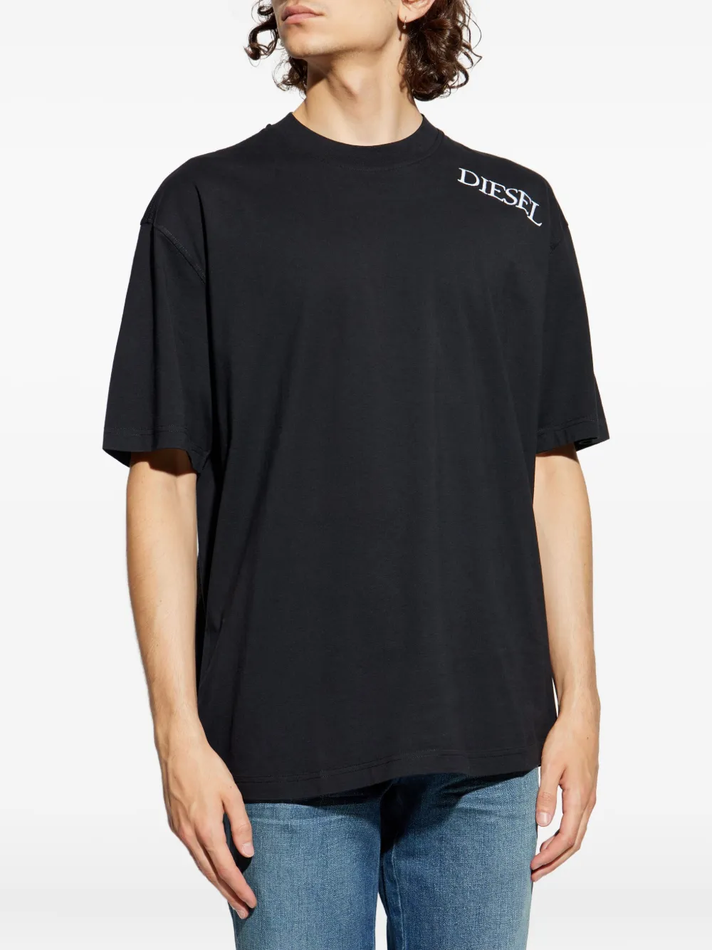 Diesel T-shirt met geborduurd logo Zwart