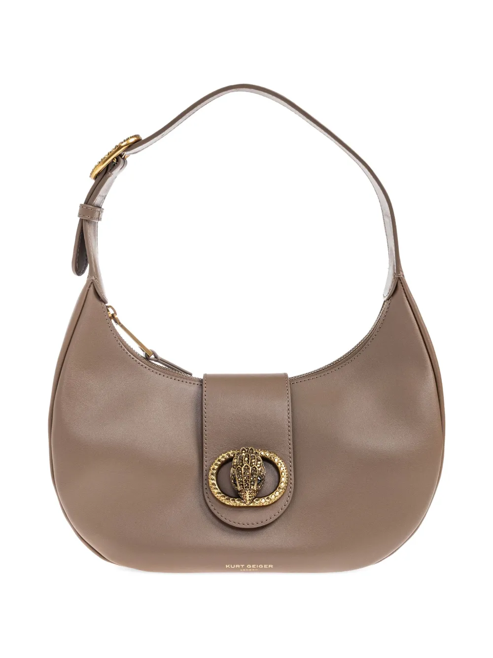 Kurt Geiger Chelsea Crystal-embellished Crescent Shoulder Bag In Brown