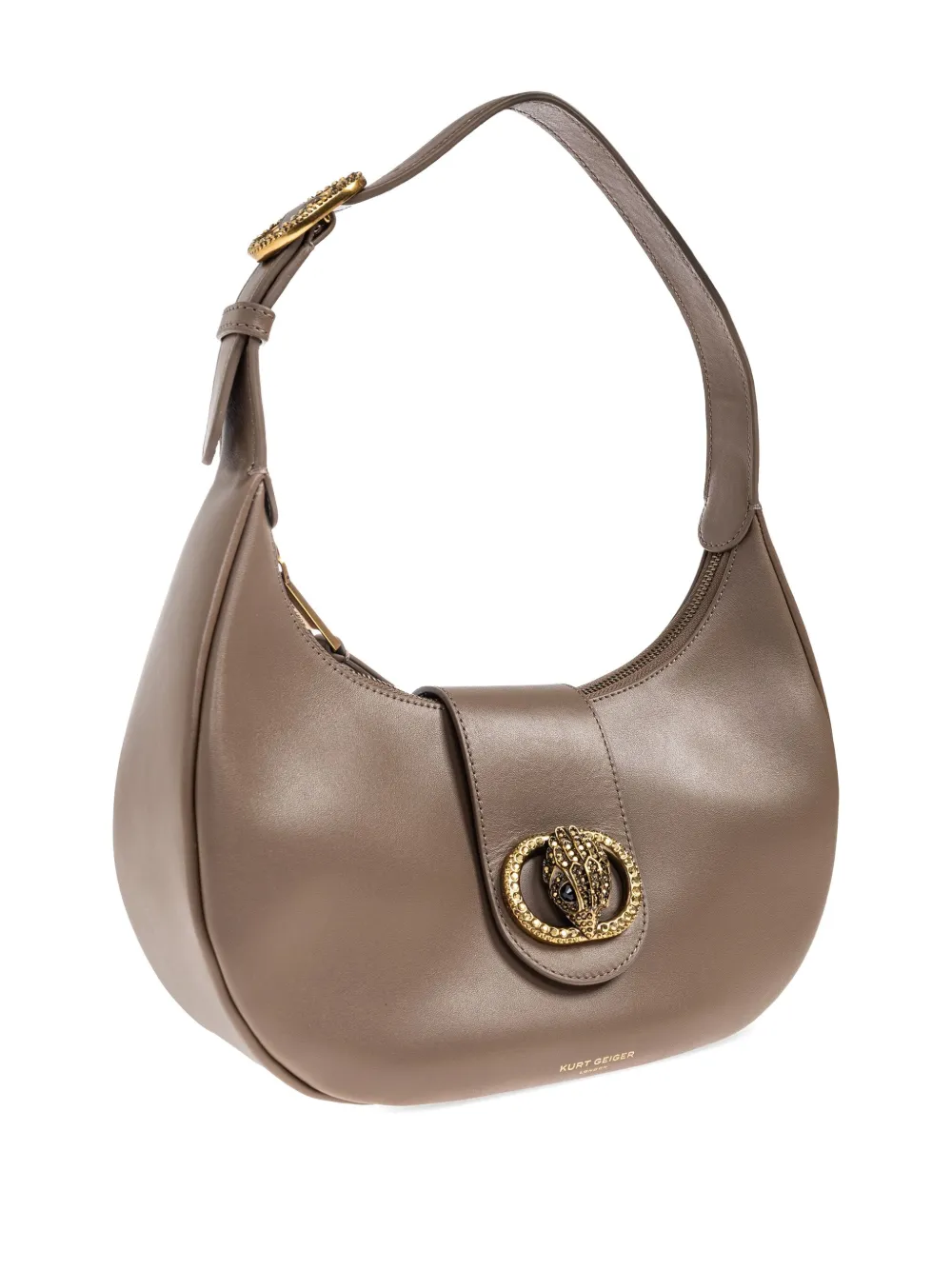 Kurt Geiger Chelsea Crystal-embellished Crescent Shoulder Bag In Brown