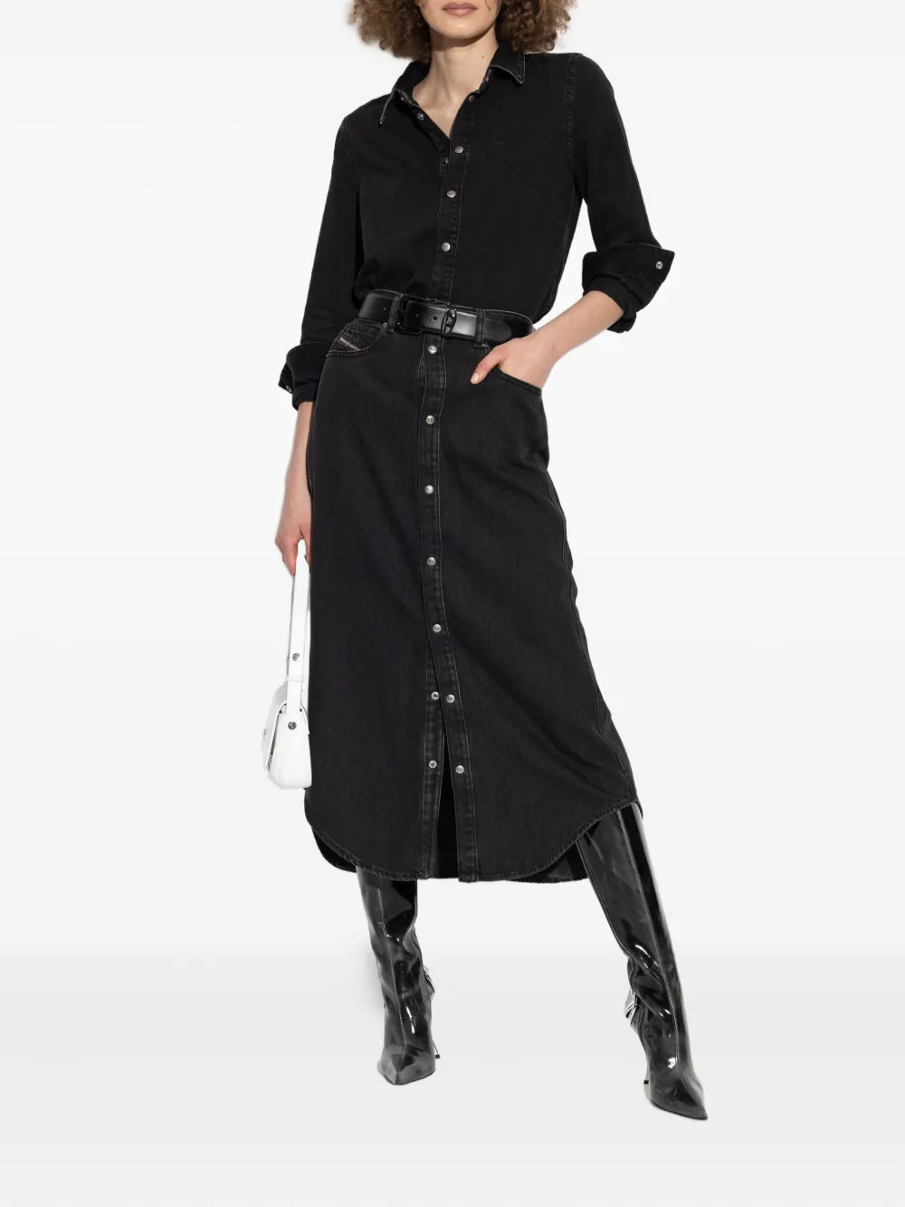 Diesel De-Ard-Long button midi skirt - Zwart