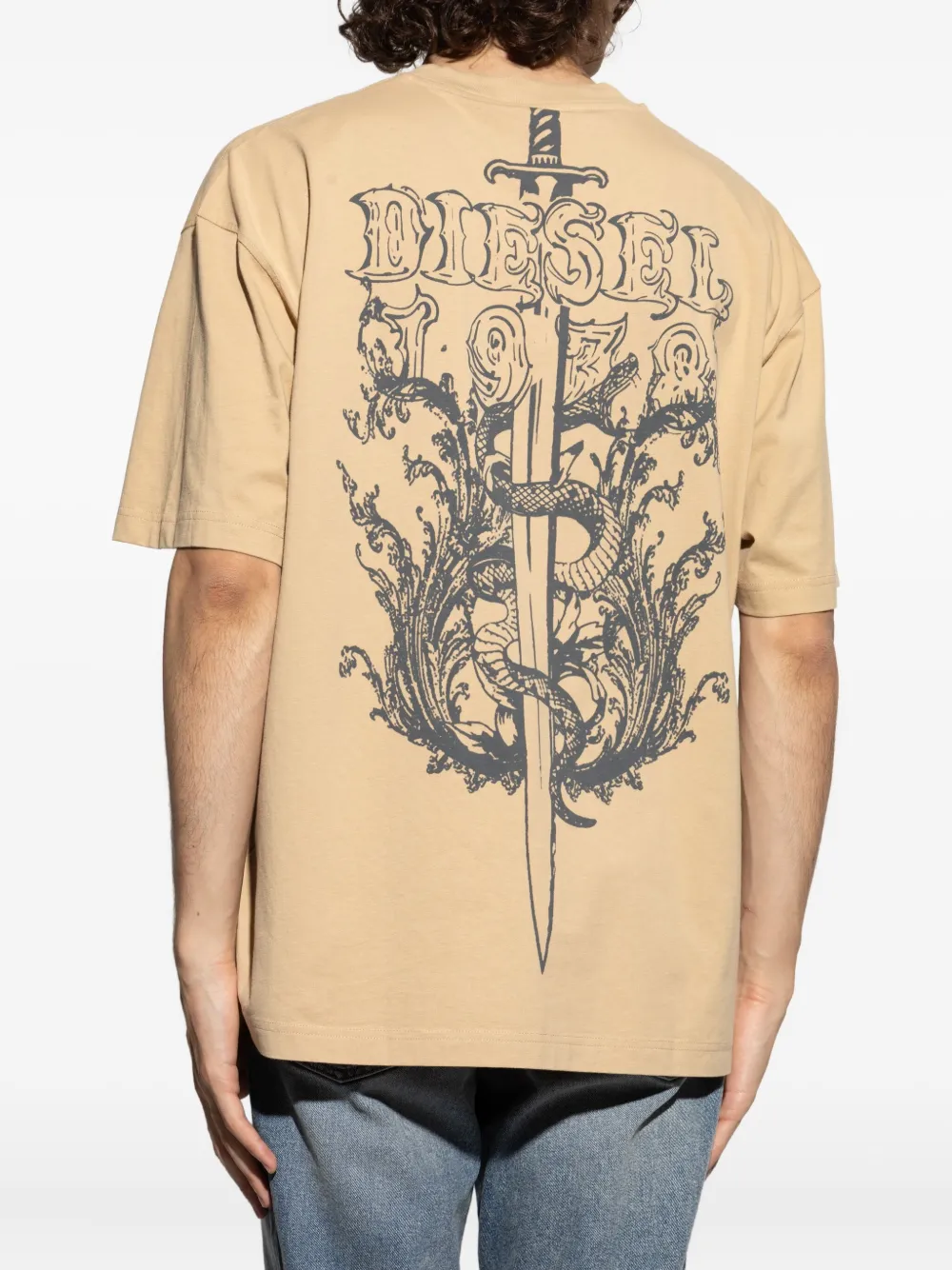 Diesel T-shirt met geborduurd logo Beige