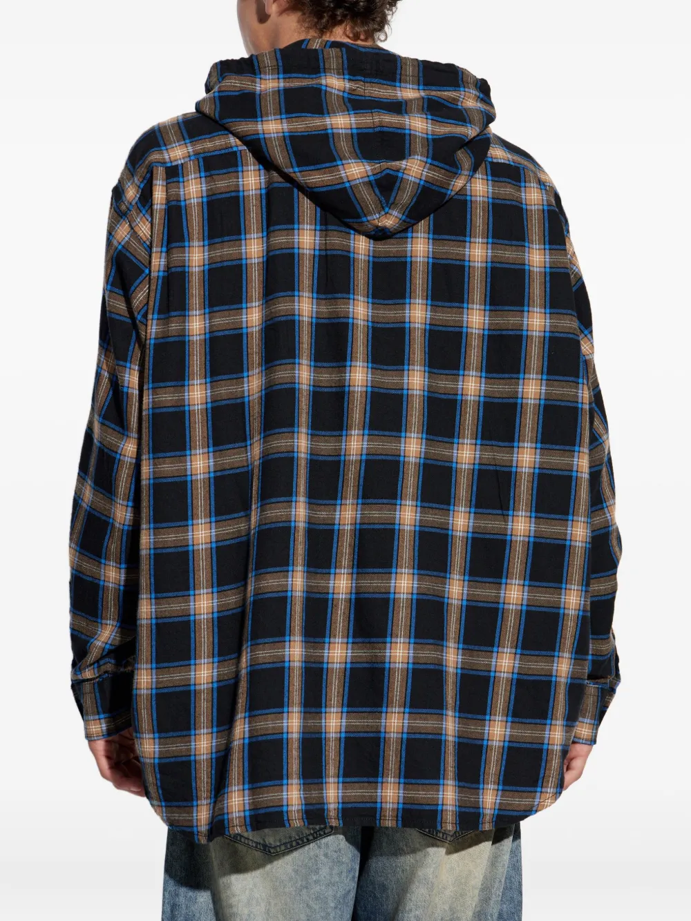 Diesel S-dewny-hood-ajfi Hooded Checked Shirt In Multi