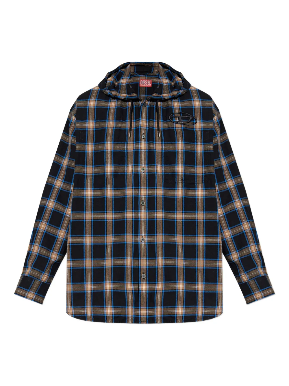 Diesel S-dewny-hood-ajfi Hooded Checked Shirt In Multi
