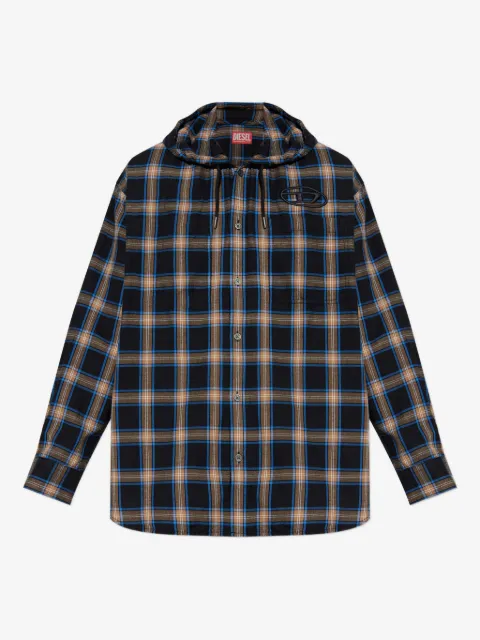 Diesel S-Dewny-Hood-Ajfi hooded checked shirt