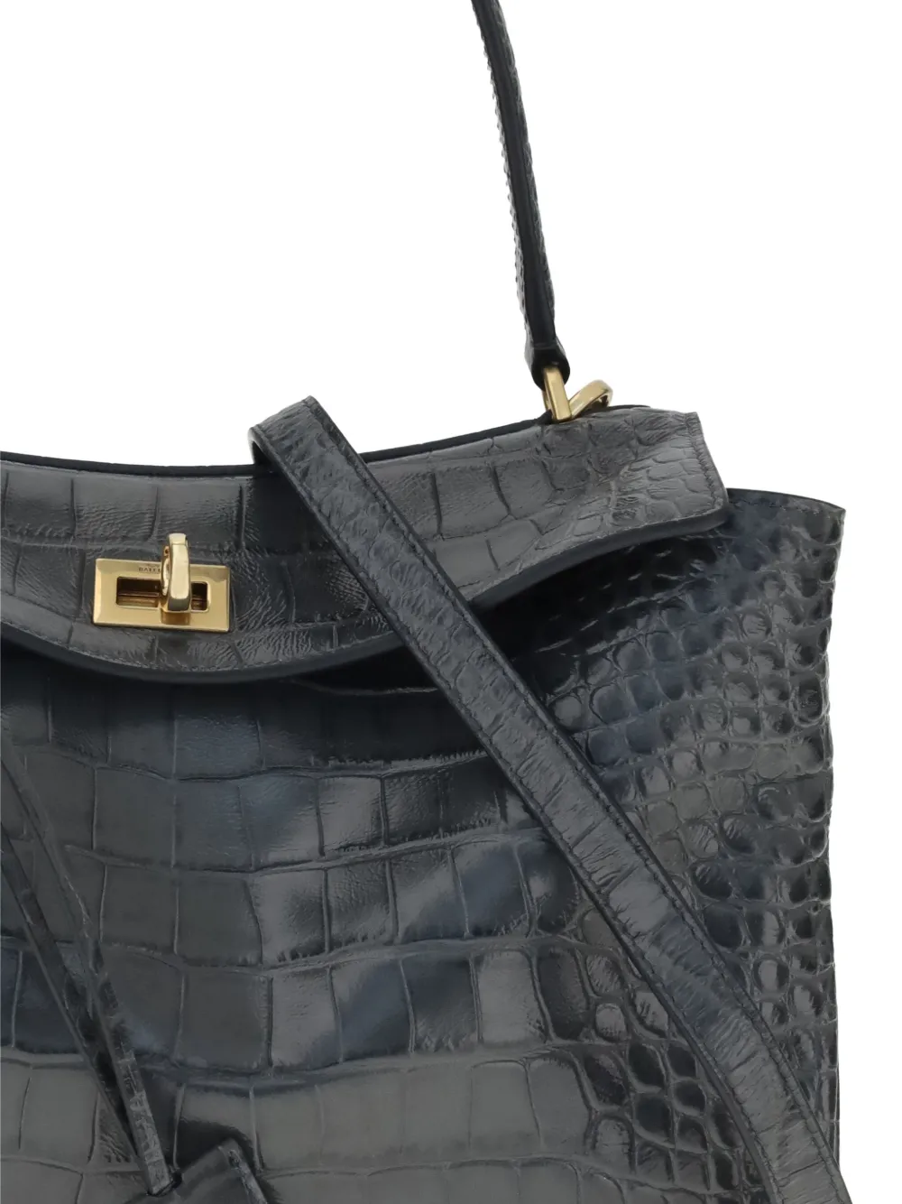 Balenciaga small Rodeo crocodile-embossed shoulder bag Zwart