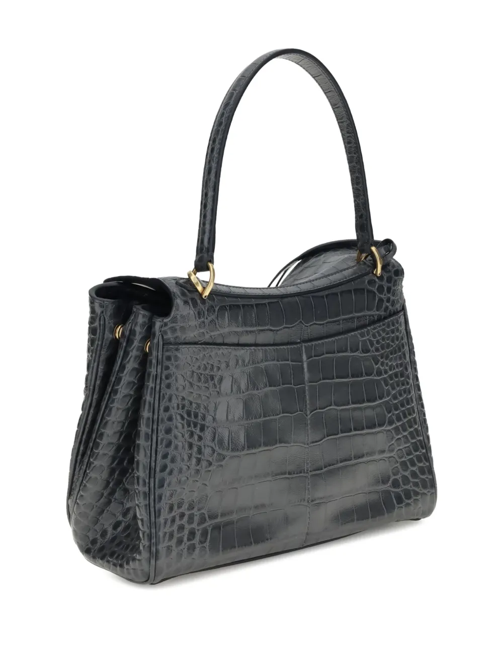 Balenciaga small Rodeo crocodile-embossed shoulder bag Zwart